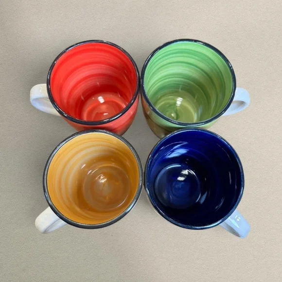 Y2K Artsy Colorful Gibson Home Stoneware Mug Set of 4 – Cozy Kitchen‎ Decor - Picture 2 of 10